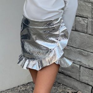 Little Olin Silver Metallic Skirt